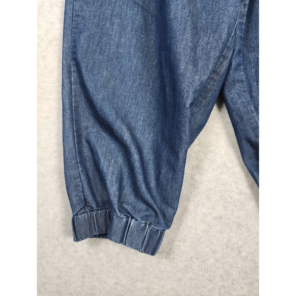 Gold Drama Girl's Sz M VTG Y2k Chambray Elastic Waist Strapless Jumpsuit - Picture 4 of 13